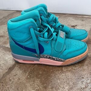 Teal and Blue High-Top Sneakers